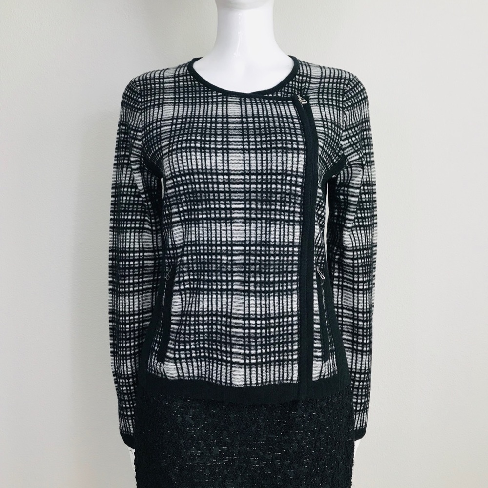 TODD & DUNCAN plaid asymmetric moto jacket